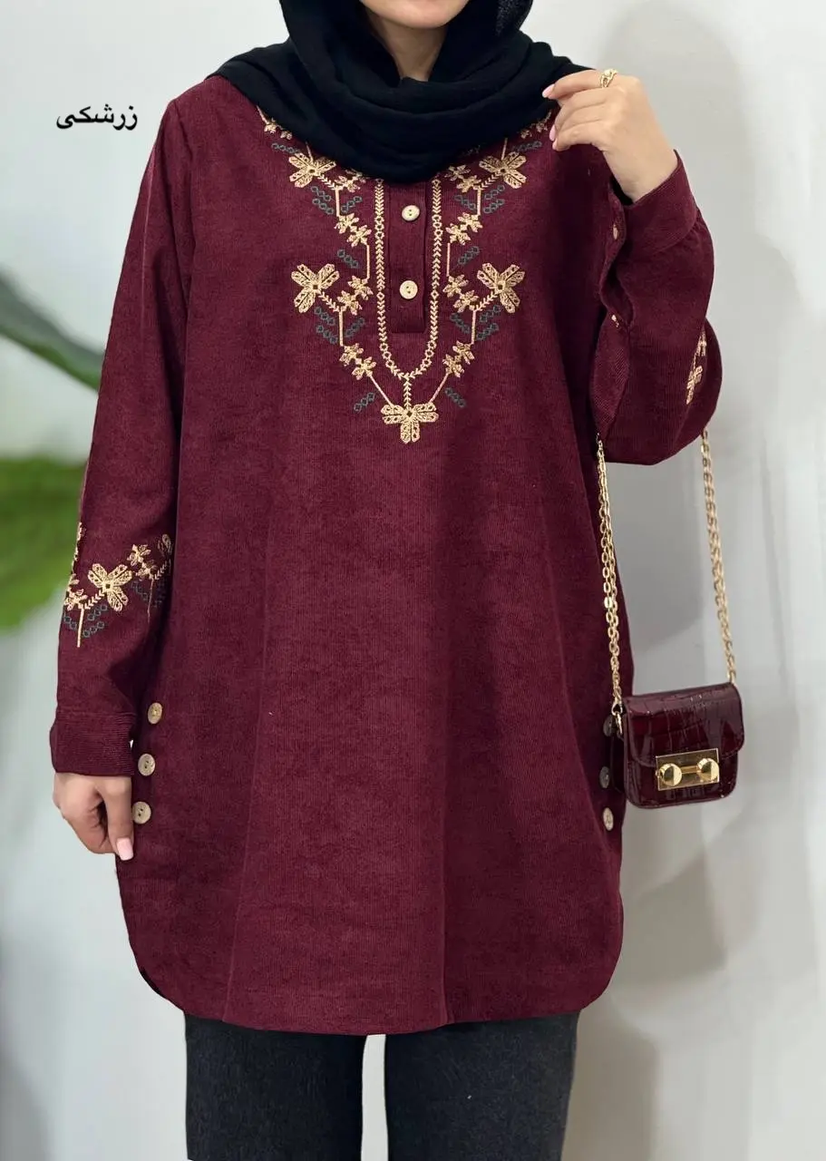 مانتو پاییزه گلدوزی شادی